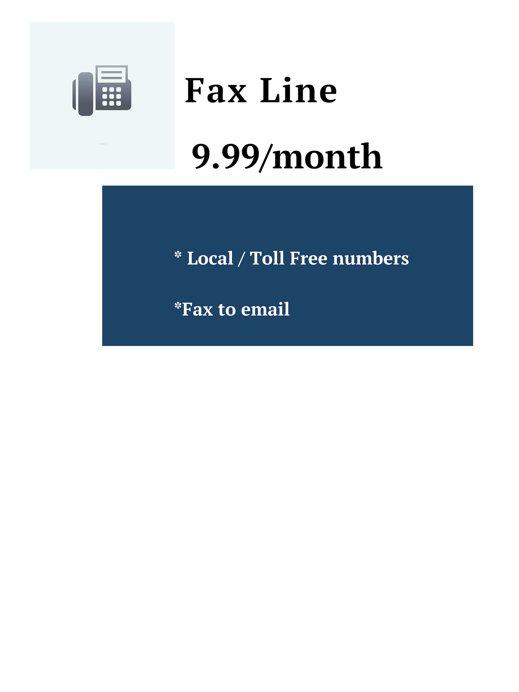 Fax Line Box Business Fax Line 9.99 only