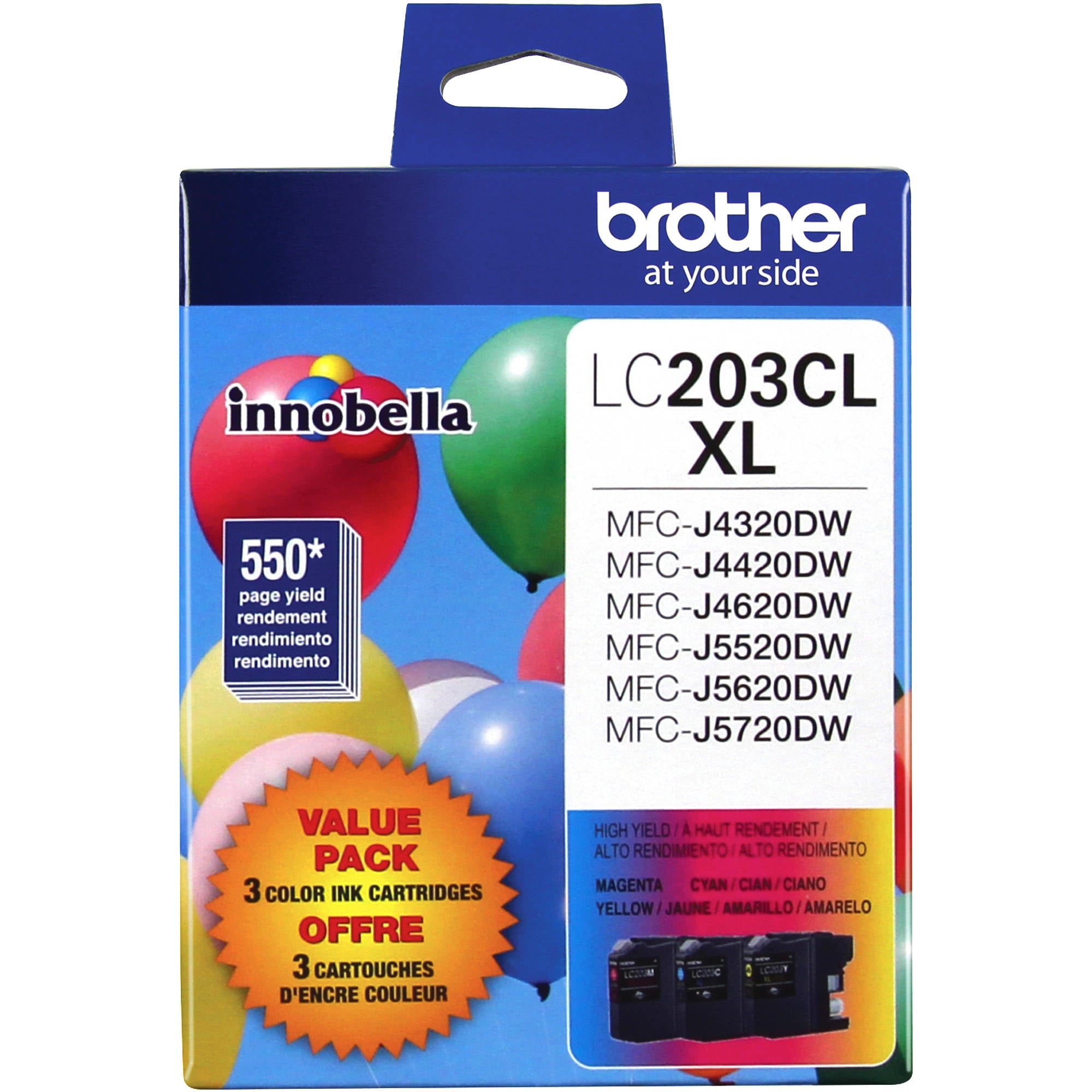 Absolute Toner Brother Genuine OEM LC2033PKS High Yield Color (Cyan Magenta Yellow) Ink Cartridge, 3 Pack Original Brother Cartridges