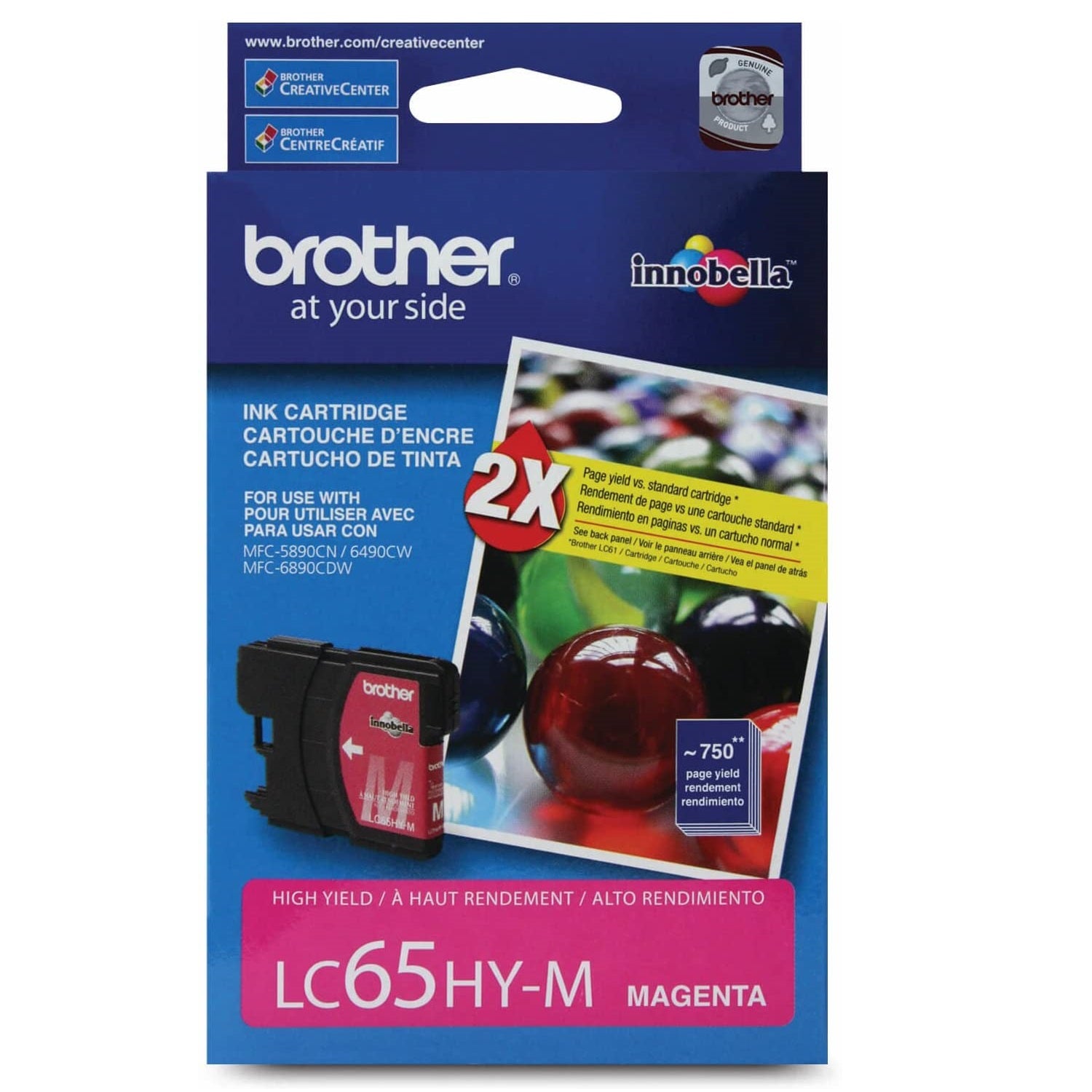 Absolute Toner Brother Genuine OEM LC65HYMS High Yield Magenta Ink Cartridge Original Brother Cartridges
