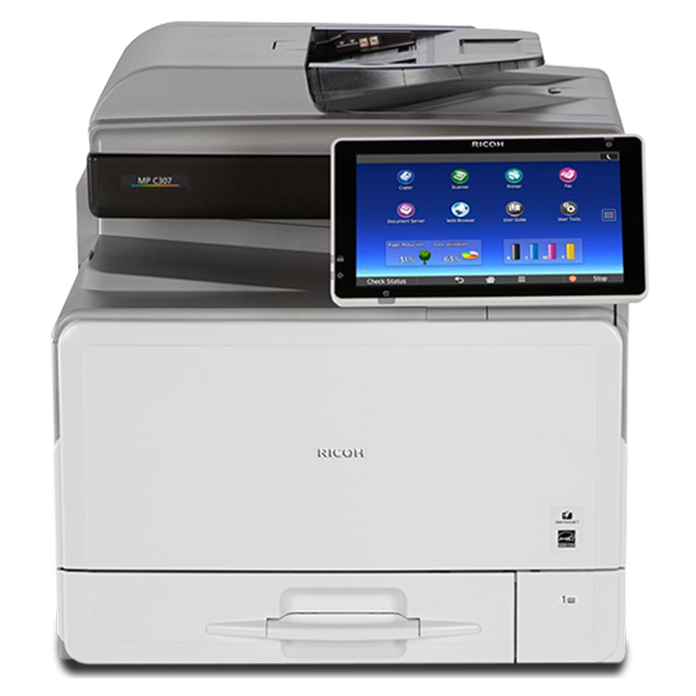 Absolute Toner Ricoh MP C307 Full Size Color Laser Multifunction Printer Copier, Scanner, Facsimile For Office - $35/Month Showroom Color Copiers