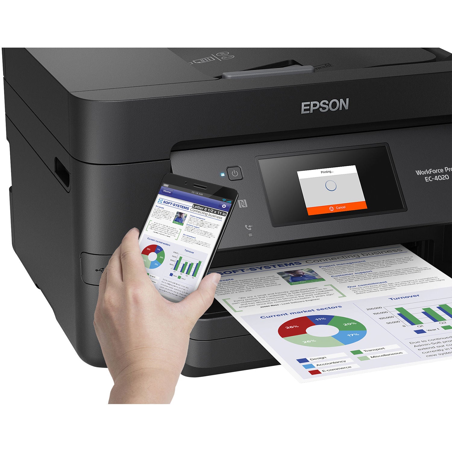 Absolute Toner New Epson WorkForce EC-4020 High-Speed Color Multifunction Printer (Copier/Fax/Print/Scanner) With USB Connectivity, Use For Small Work Teams Showroom Color Copier