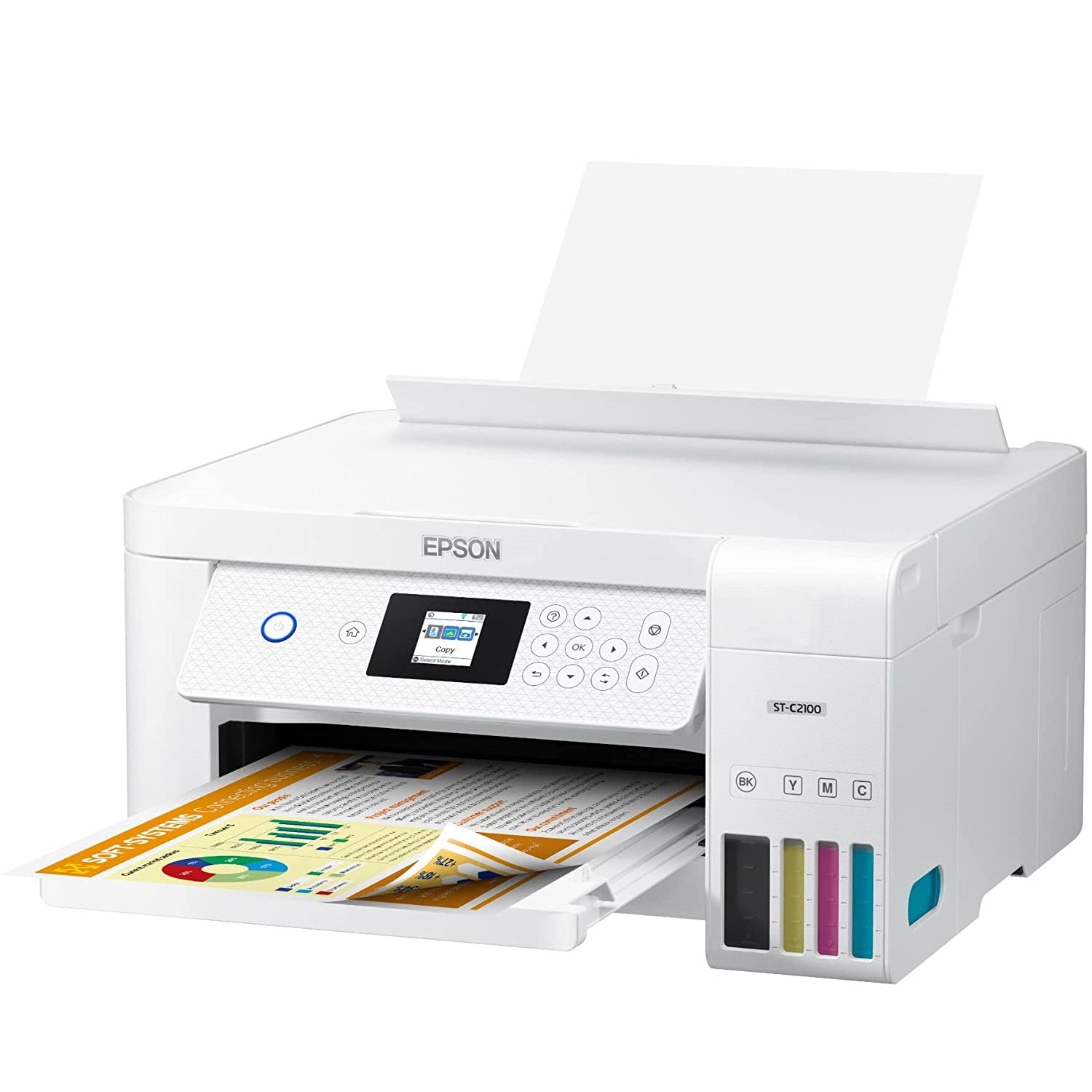 Absolute Toner New Epson WorkForce ST-C2100 Supertank Color Multifunction Printer With Wireless And Auto 2-Sided Printing For Small Offices Showroom Color Copier