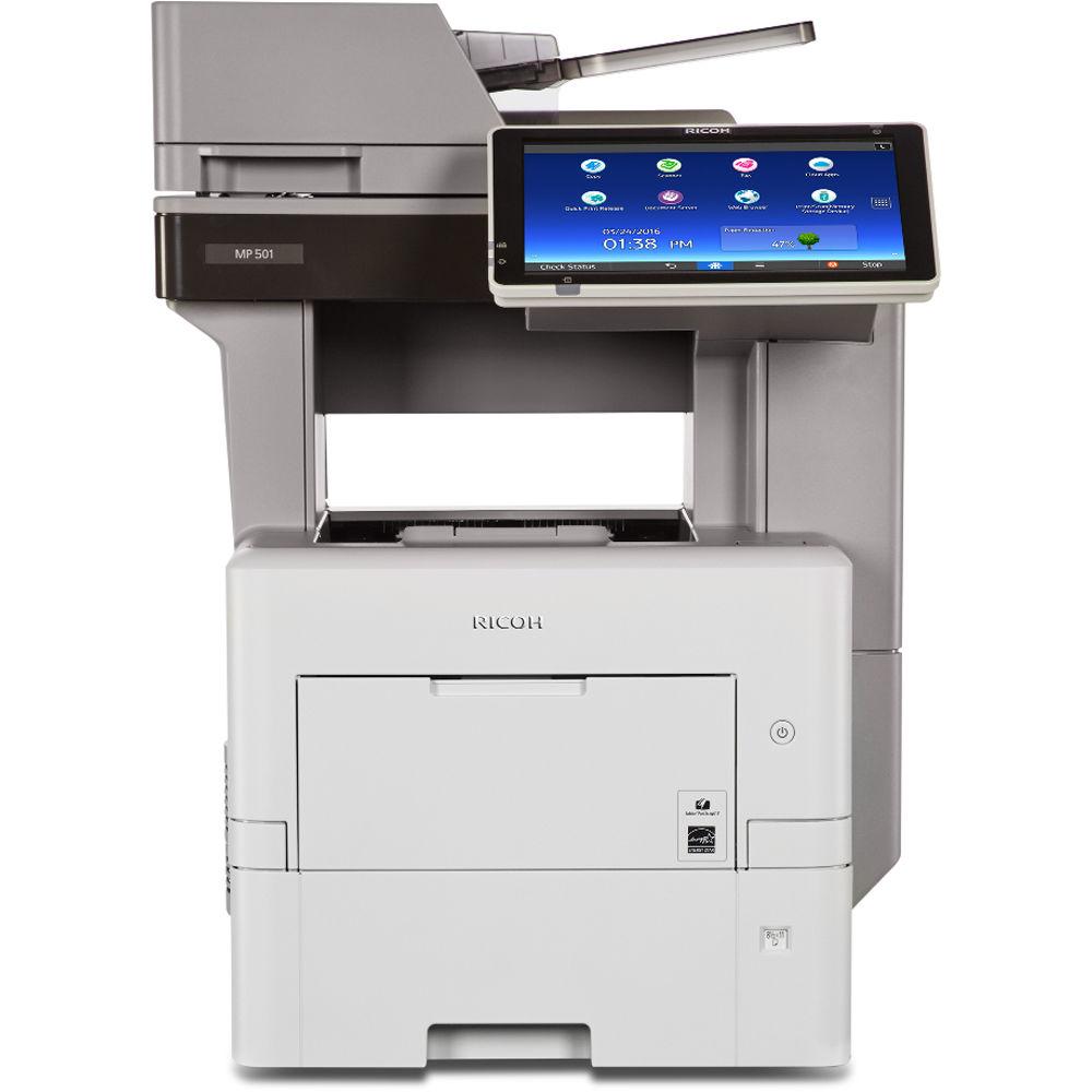 Absolute Toner Ricoh MP 501 SPF Monochrome B/W Multifunction Laser Printer Copier Scanner With Large LCD Touch Screen, 50 PPM For Office Showroom Monochrome Copiers