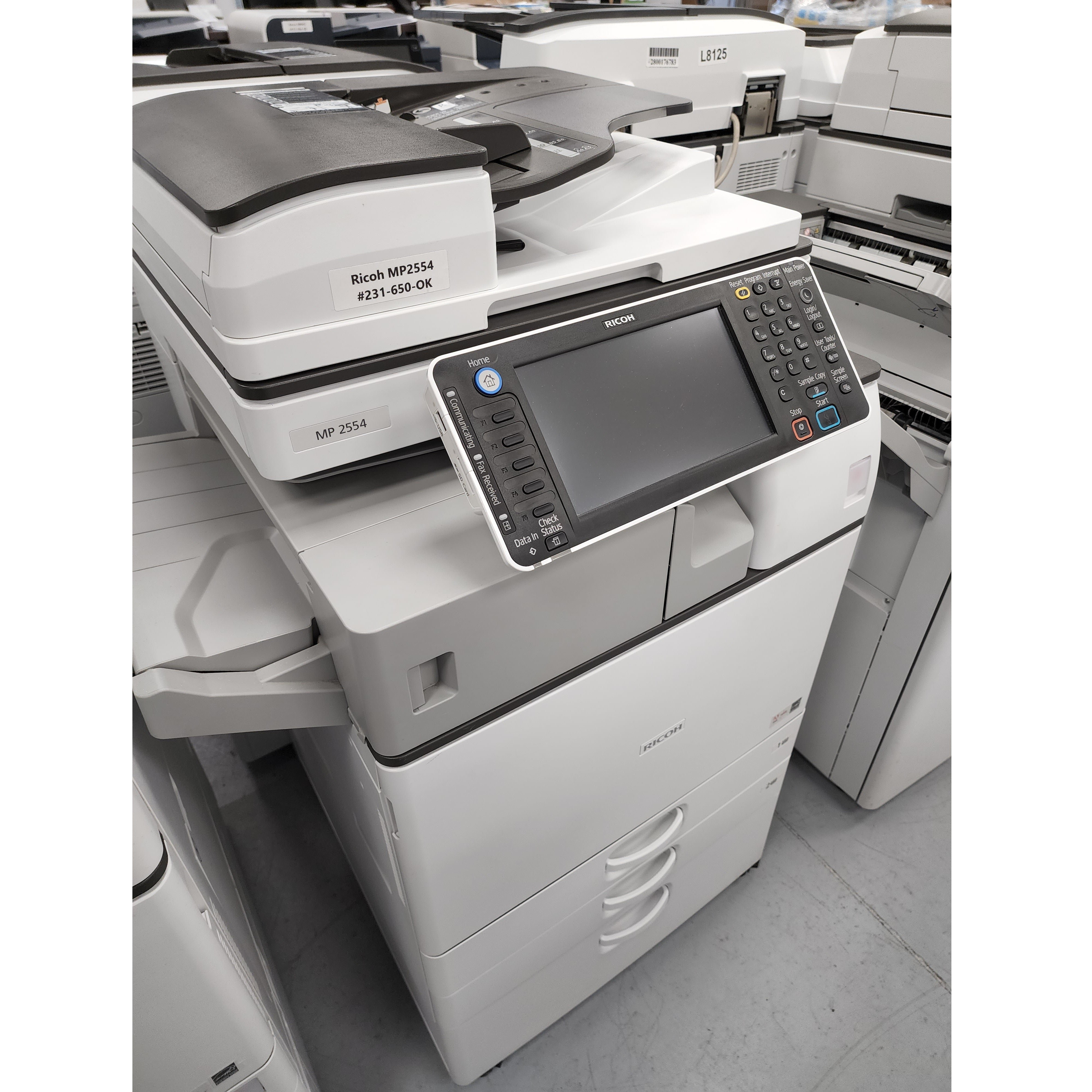 Absolute Toner $52/Month Ricoh MP 2554 Black and white Laser Multifunction Copier Printer Finisher Stapler With Full Color 9" Tiltable LCD Control Panel  - Perfect For Small And Medium Businesses Showroom Monochrome Copiers