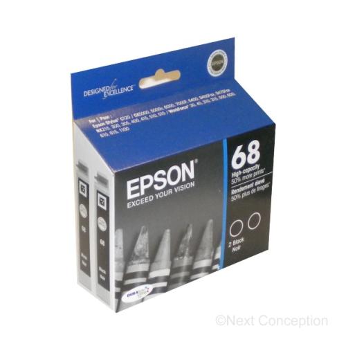 Absolute Toner Epson T068120D2 Original Genuine OEM DuraBrite Ultra High Yield Black Dual Ink Cartridge Original Epson Cartridge