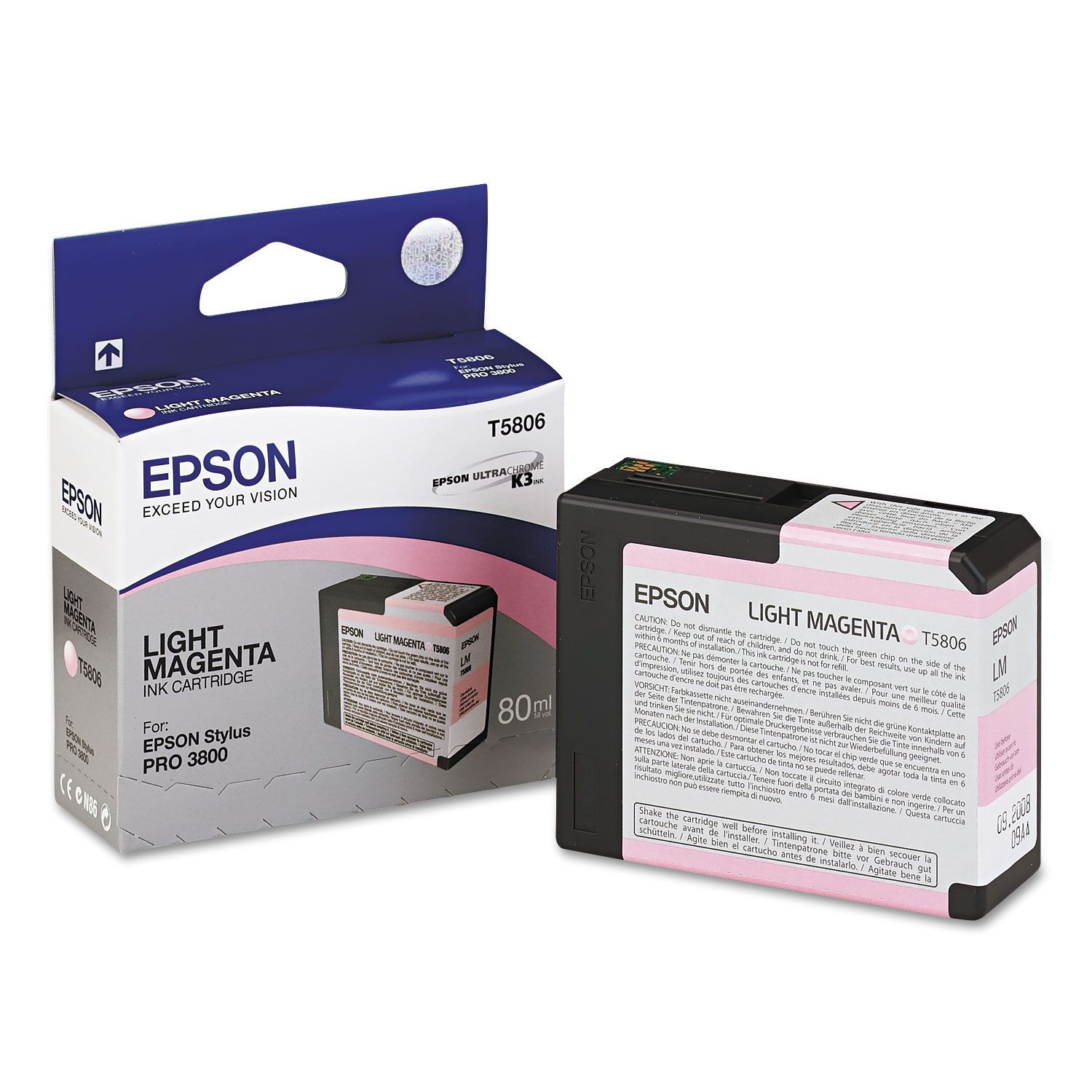 Absolute Toner Epson Original Genuine OEM Light Magenta Ink Cartridge | T580600 Original Epson Cartridge
