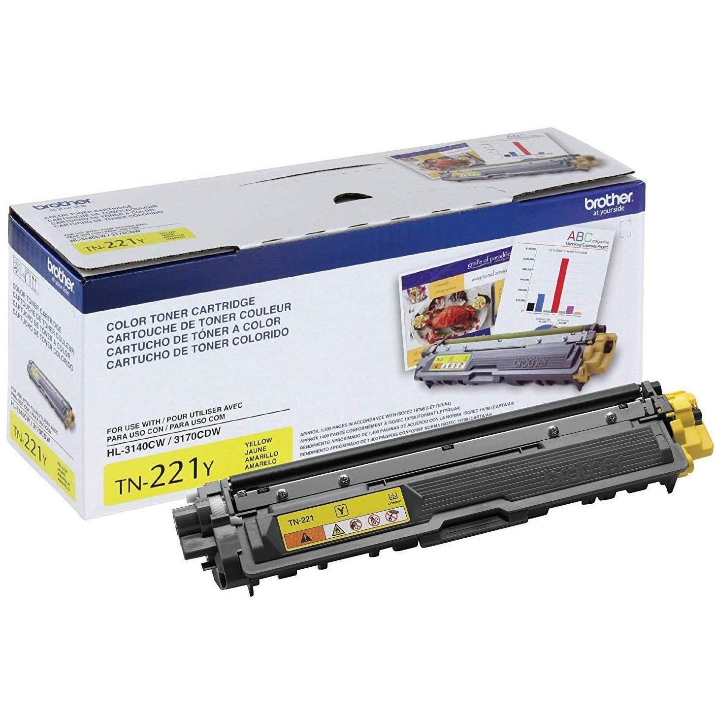Absolute Toner Brother Genuine OEM TN221Y Yellow Yield Toner Cartridge | 1,400 Pages Yield Original Brother Cartridges
