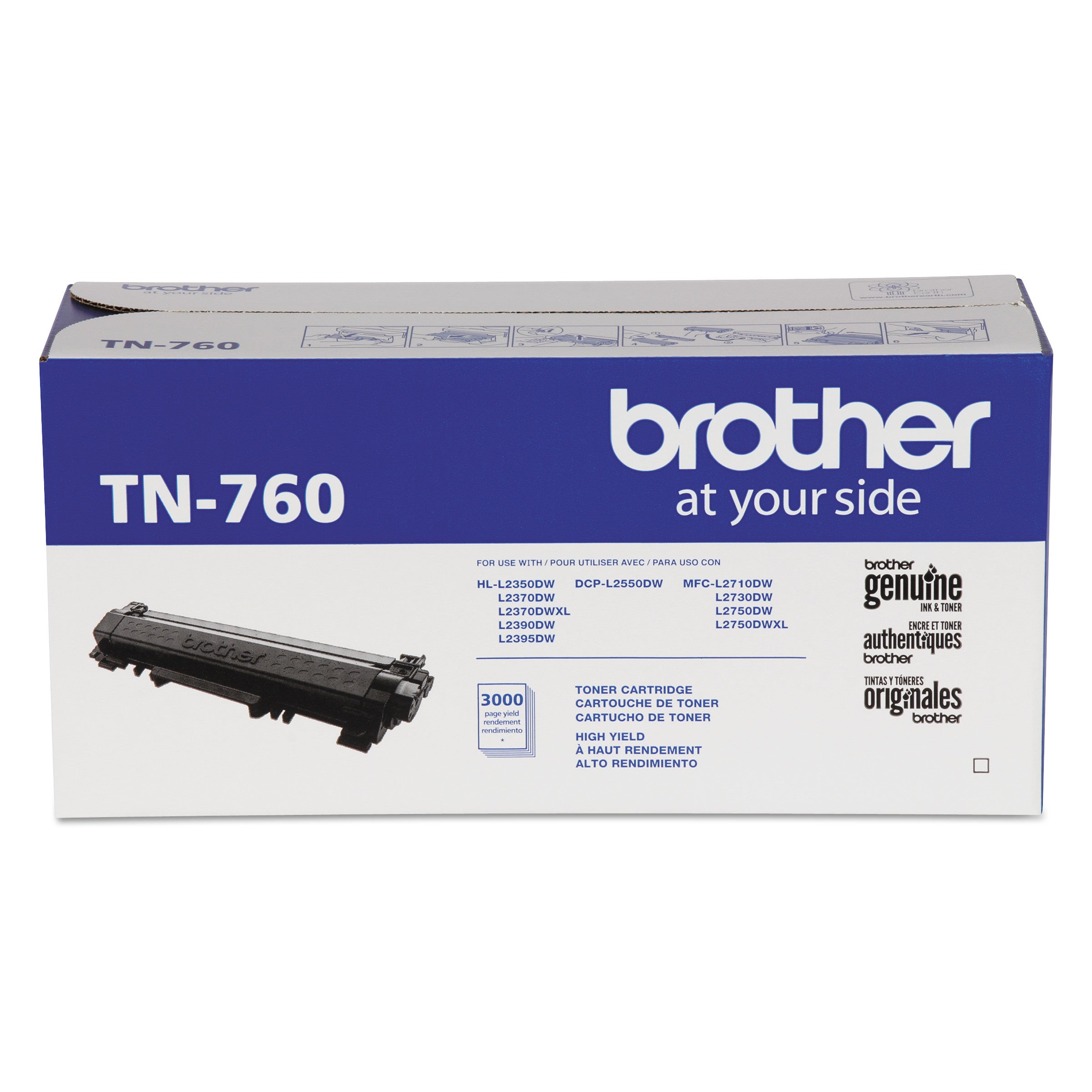 Absolute Toner Brother Genuine OEM TN760 Black High Yield Toner Cartridge Original Brother Cartridges
