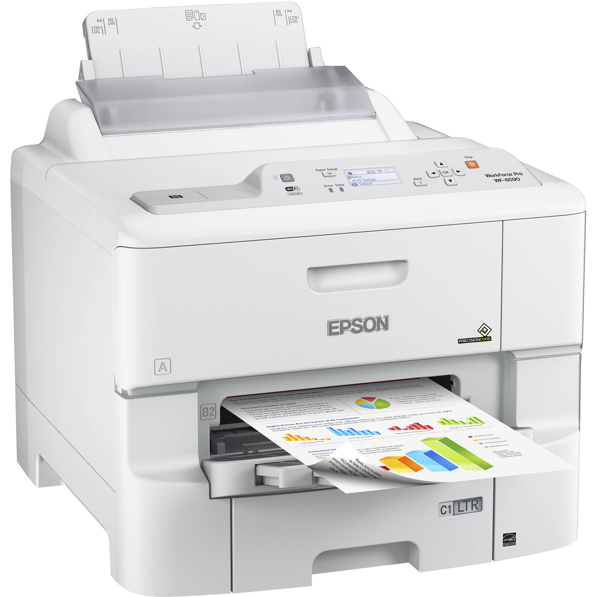 Absolute Toner New Epson WorkForce Pro WF-6090 Color Desktop Inkjet Printer With 4800 X 1200 Dpi Print, 34 PPM And Auto Duplex Printing For Home And Office Showroom Color Copier