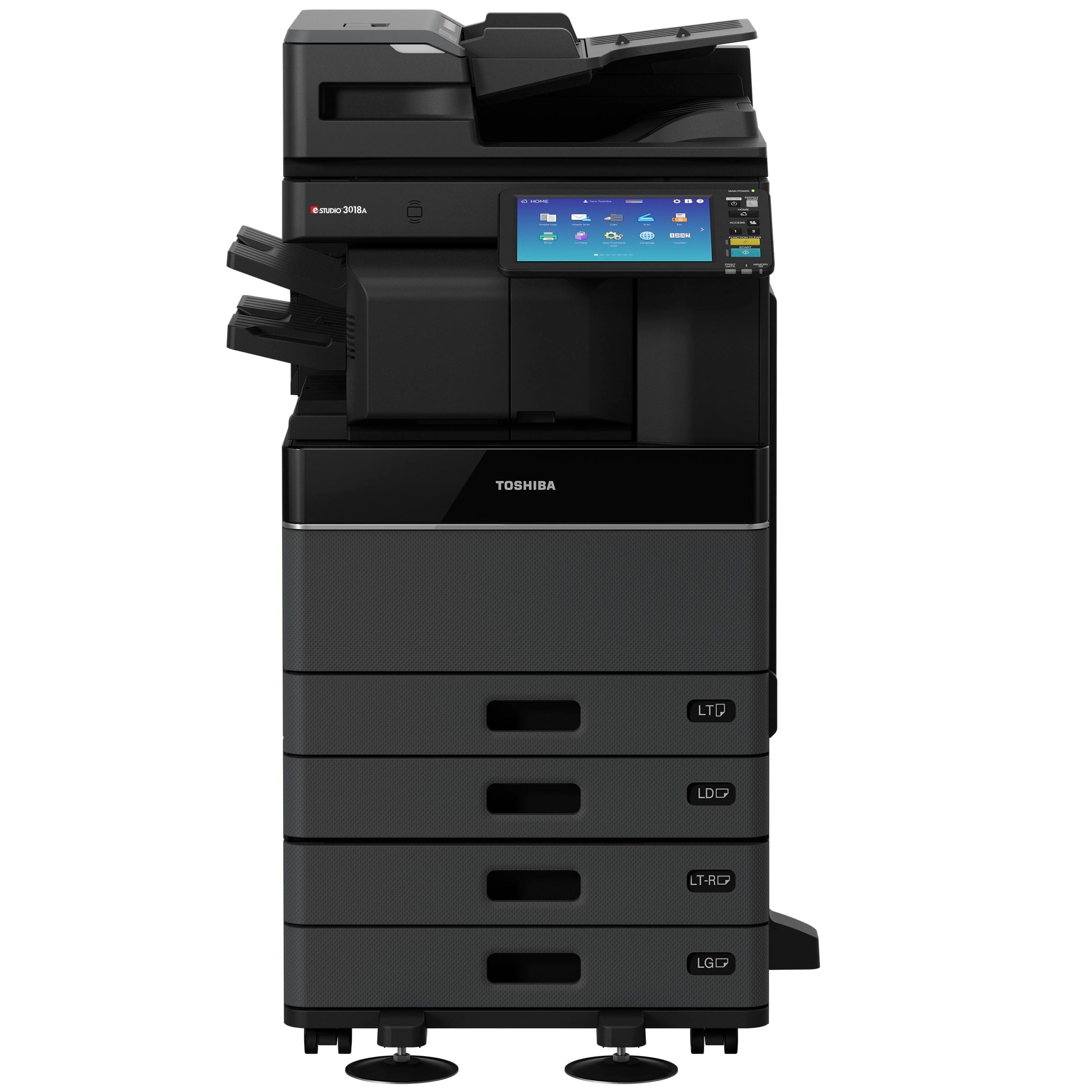 Absolute Toner $69/Month Toshiba e-studio 3018A Black And White Multifunction Copier Printer With Print Up To 30PPM And Dual-Line Fax Option Showroom Color Copiers