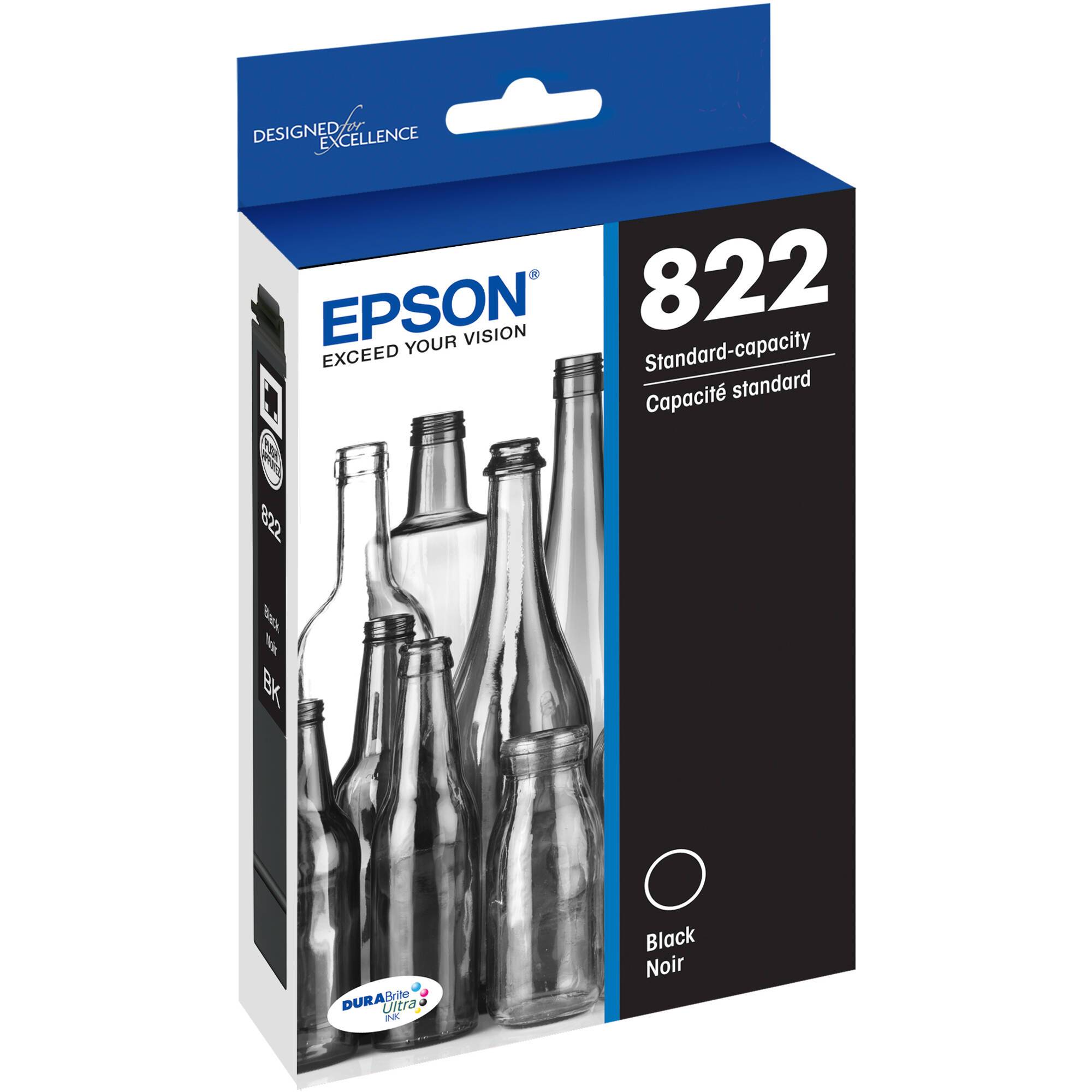 Absolute Toner T822120-S Epson EPSON T822 Standard Capacity Black Ink Cartridge Original Epson Cartridges