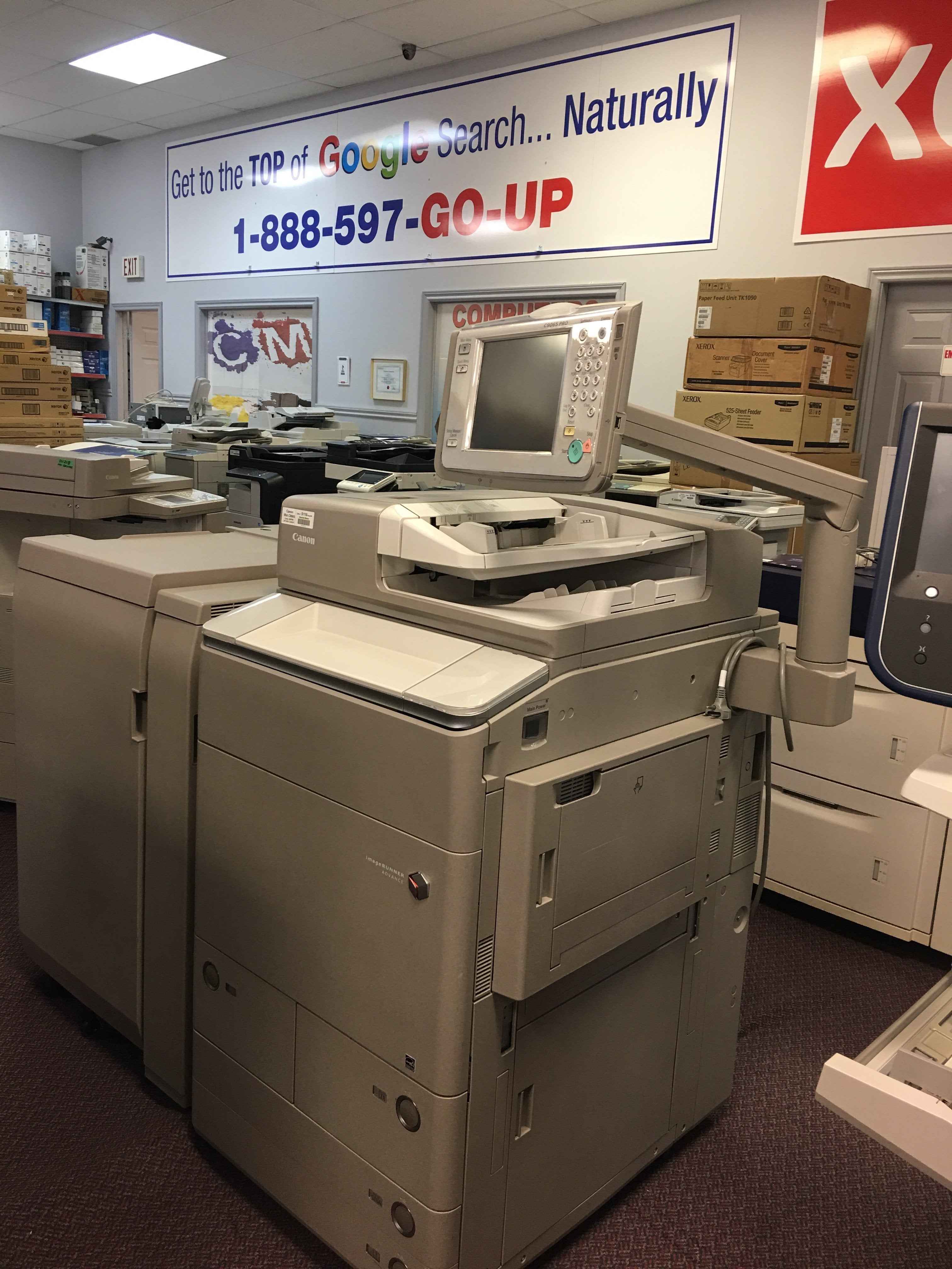 Absolute Toner Pre-owned Canon imageRUNNER ADVANCE C9065 Pro Color Copier Booklet Maker REPOSSESSED Office Copiers In Warehouse
