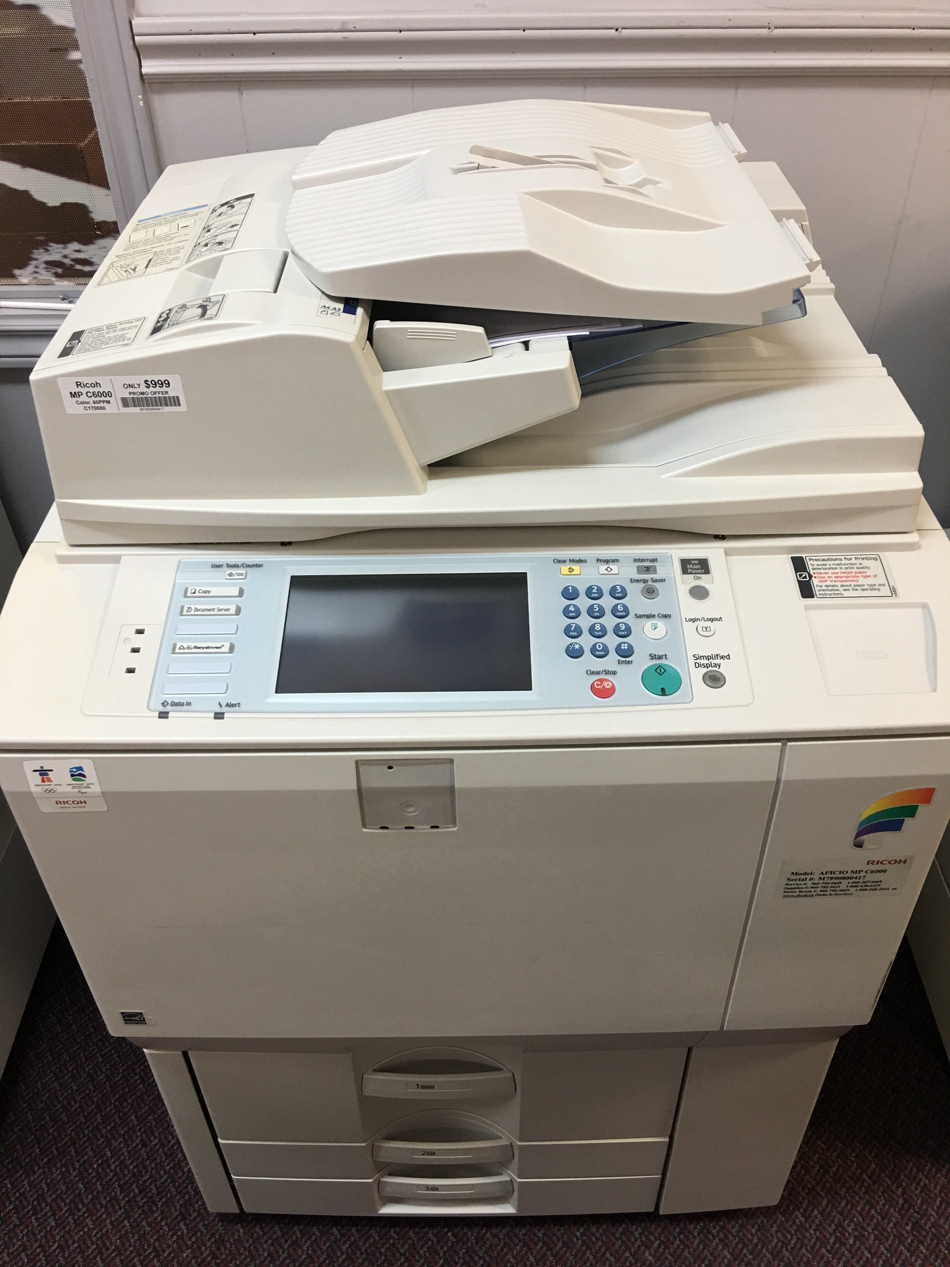 Absolute Toner Pre-owned Ricoh Aficio MP C6000 High Speed 60 PPM Color Printer Copier - Great deal for 60PPM copier Lease 2 Own Copiers