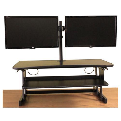 Absolute Toner Rocelco DADR + DM2 Deluxe Adjustable 37" Sit to Stand Desk Riser and Dual Monitor Mount Promotional Supplies