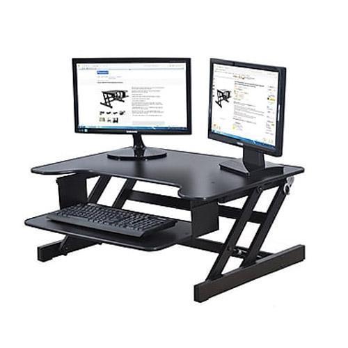 Absolute Toner Rocelco EADR 32" Sit To Stand Ergonomic Adjustable Height Desk Riser w/ Easy Up-Down Handles Promotional Supplies